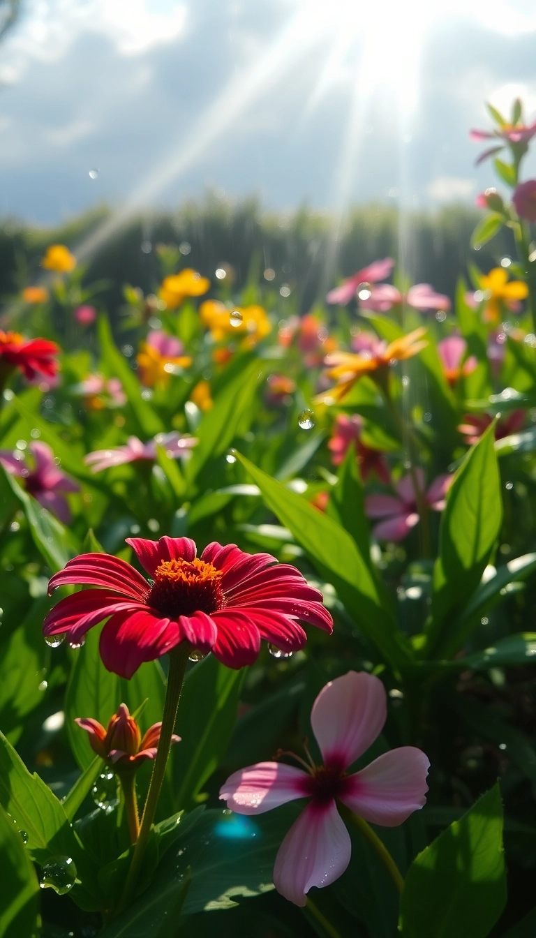HD iPhone Spring Rain Garden Professional Wallpaper